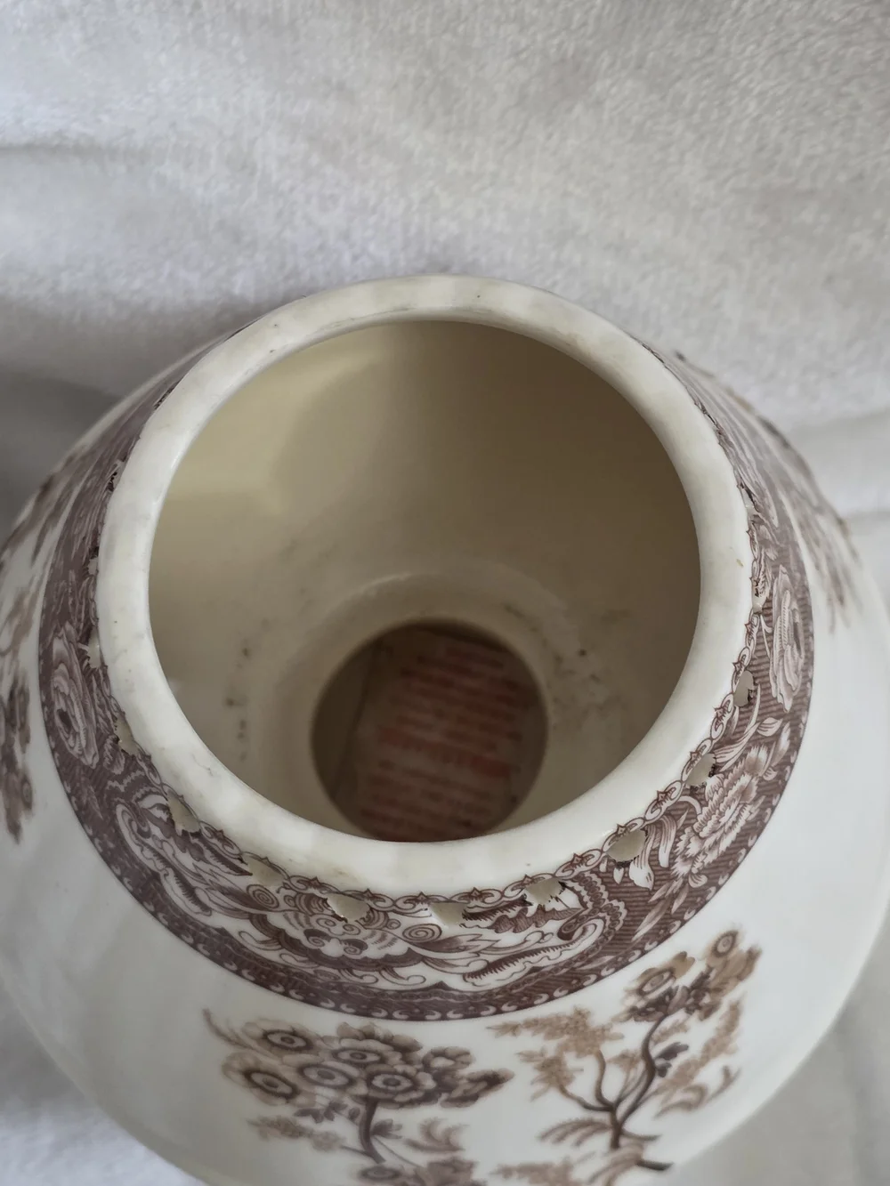 Vintage Skye McGhie Fine Porcelain Brown Transferware Tea Light Candle Lamp - Picture 9 of 10